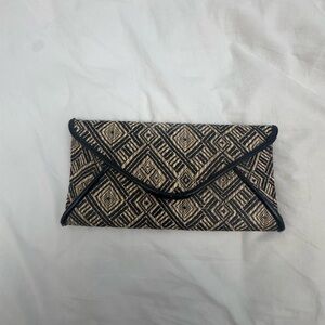 MMS Design Studio Black and Cream Geometric Clutch